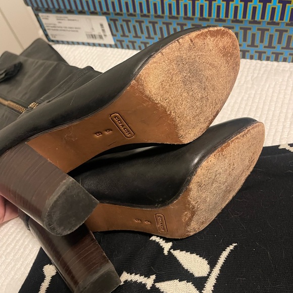 Coach black leather tall boots - size 8 - Picture 5 of 5